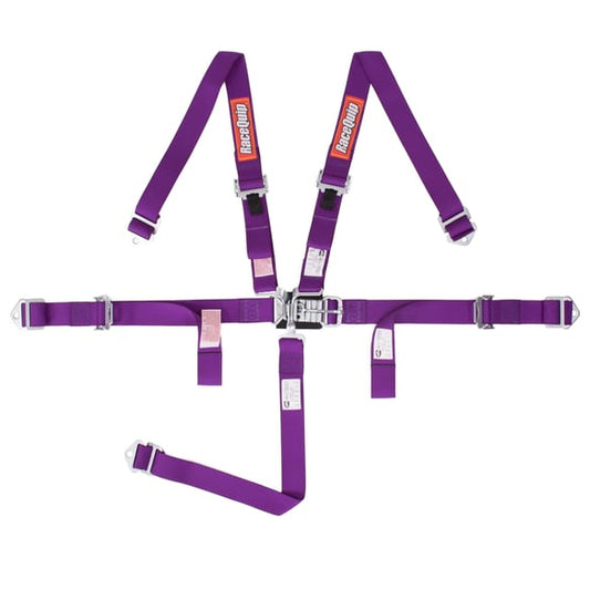 RaceQuip Youth Latch & Link 5 Point Racing Harness Set - Purple - 2 in. Lap and Shoulder and Sub - 709059