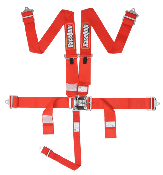 RaceQuip Latch & Link 5 Point Harness Set - Red - 3 in. Lap and Shoulder - 2 in. Sub - 711011